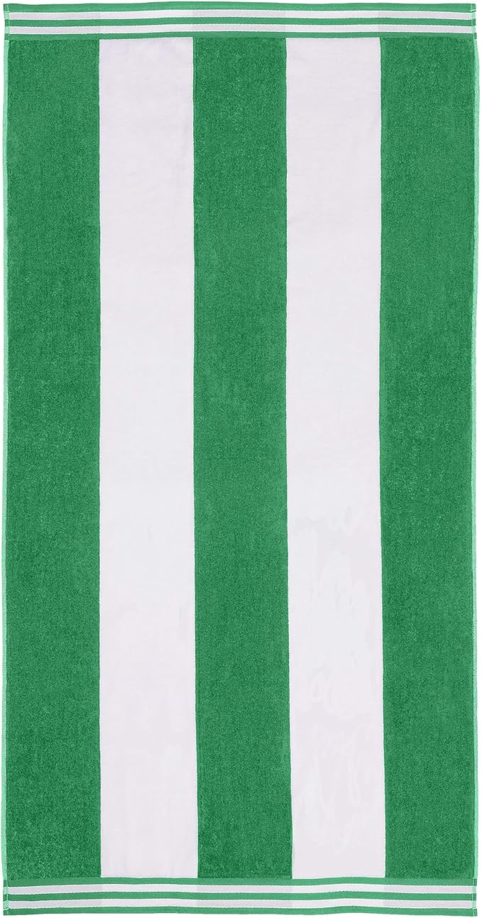 Superior Cotton Nautical Stripe Beach Towels, Colorful Towels for Adult, Kid, Pool, Swimming, Sand, Travel, Large Oversized, Absorbent, Fast Drying, Bath Basics, Cabana Collection, 1 Piece, Dark Green - Image 2