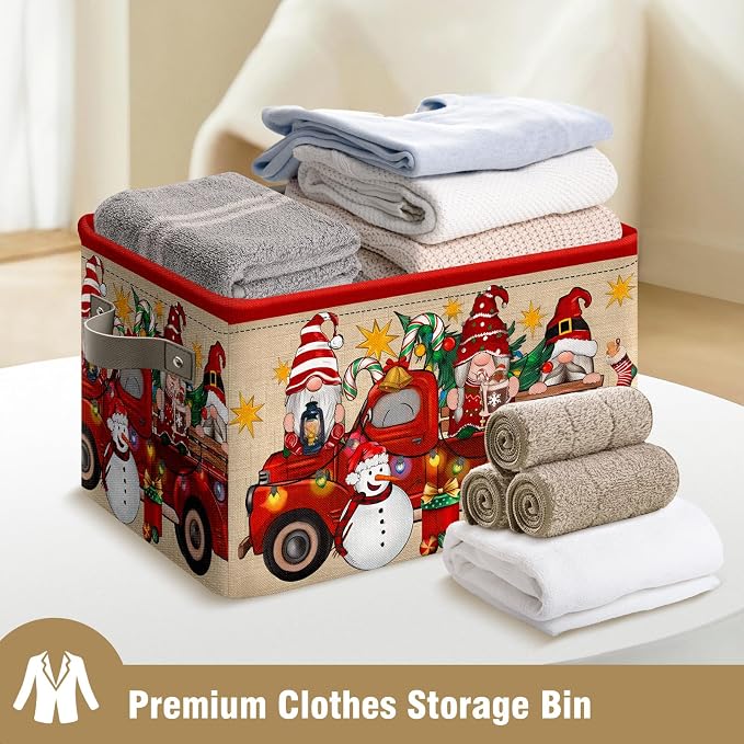 Christmas Baskets - Foldable Fabric Storage Baskets with Handles - Empty Boxes for Gifts and Decoration - Image 9