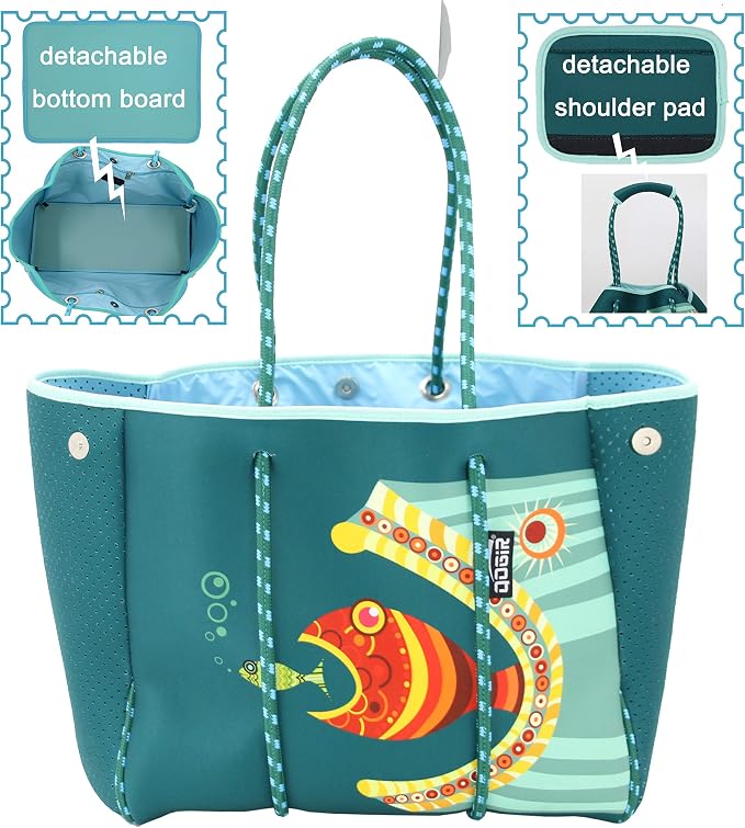 QOGiR Neoprene Multipurpose Beach Bag Tote with Inner Zipper Pocket … … … … - Image 3