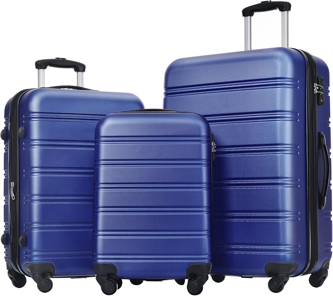 Merax Luggage Sets 3 Piece Hardside Expandable Suitcase with Spinner Wheels,Durable Lightweight Luggage with TSA Lock, Large Travel Luggage Set(Blue-1,20+24+28 inches) by Merax