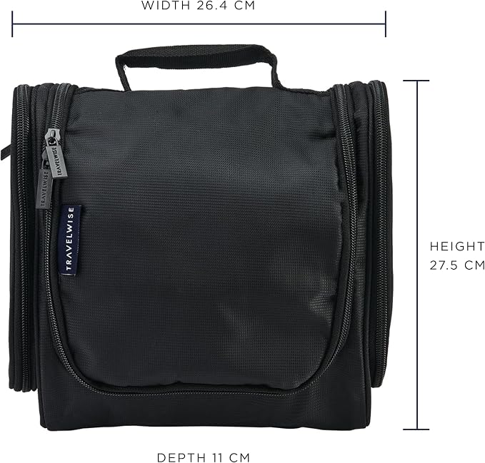 TravelWise Hanging Toiletry Bag, Travel Toiletry Organizer, Black - Image 4