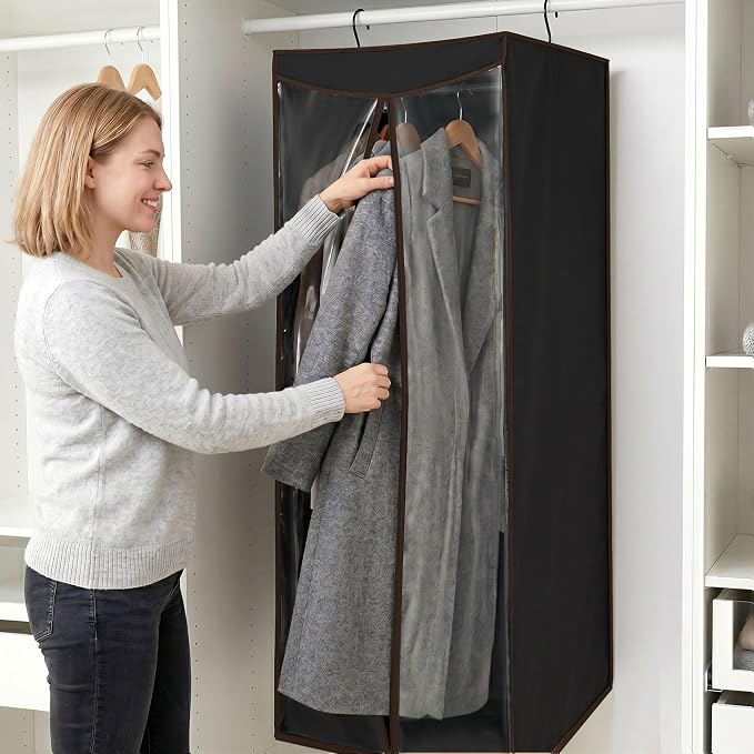 STORAGE MANIAC 57" Hanging Garment Bag Zipper Cover with Sealed Clear Window, Long Garment Cover for Closet Storage Wardrobe Clothes Protector, Large Garment Storage Bag for Dresses, Black，2-Pack - Image 6