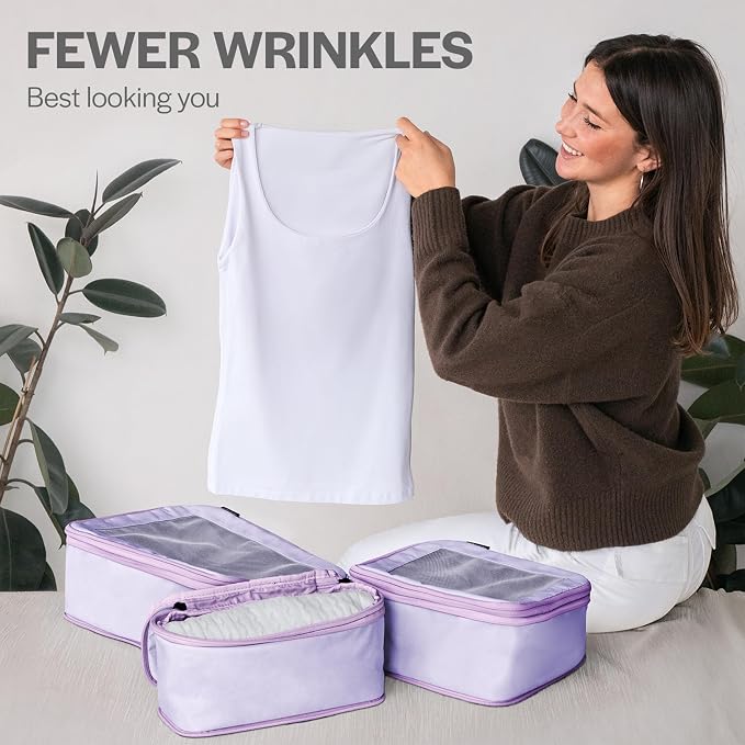 Aerotrunk Compression Packing Cubes for Travel - Luggage Organizer Bags - Double Zipper Packing Cubes for Suitcases (12-Pack, Purple) - Image 8