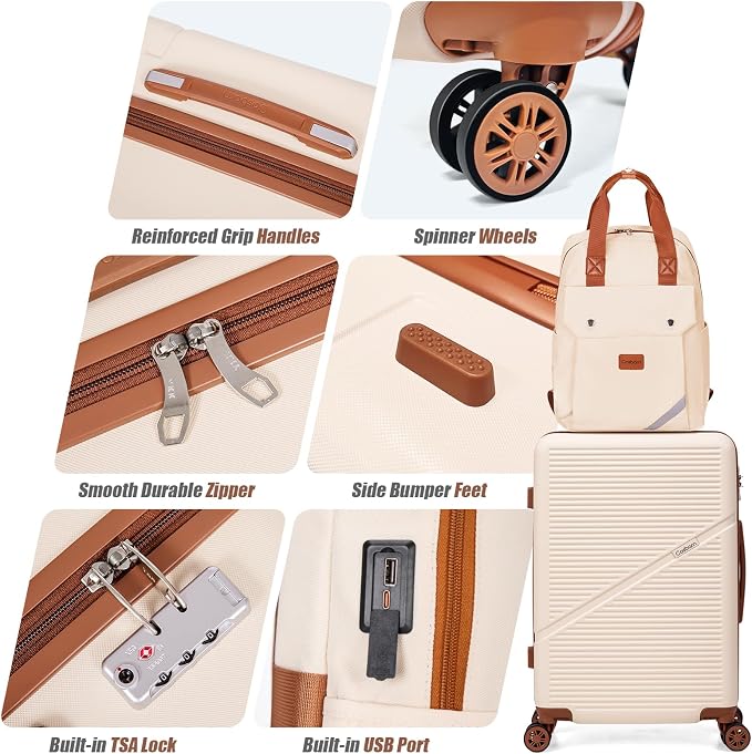 Cosbarn Carry On Luggage 22x14x9 Airline Approved, 20 Inch Carry on Suitcases with Wheels, ABS Lightweight Carry-on Luggage, Travel Suitcase Set with Wheels and TSA Lock - Image 3