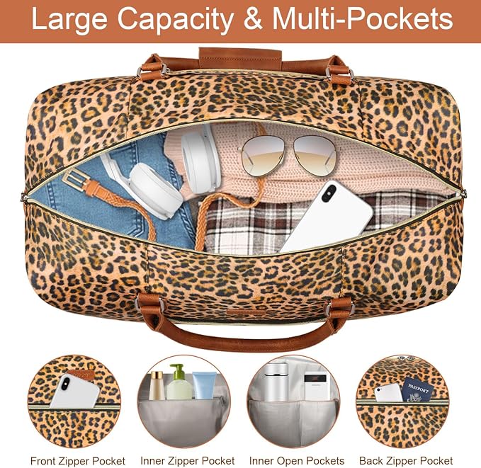 ITIEZY Weekender Overnight Bag for Women - Large Travel Duffel Bag with Shoe Compartment, Gym Duffel Bag Hospital Bag Carry On Tote Bags for Airplanes with Crossbody Bag Toiletry Bag 3Pcs Set - Image 5