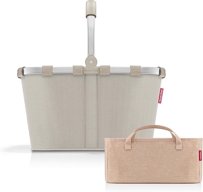 reisenthel Carry Bag + Organiser - Functional Bag Organiser: For Even More Order in Your reisenthel Shopping Basket, Herringbone Sand + Twist Coffee, Practical by reisenthel%C2%AE