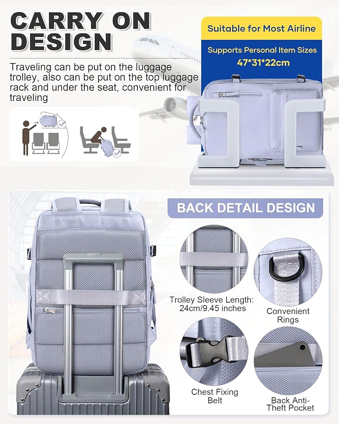 VGCUB Vacuum Backpack Travel with Pump, Vacuum Seal Compression Bags Laptop Backpack Personal Item - Image 5
