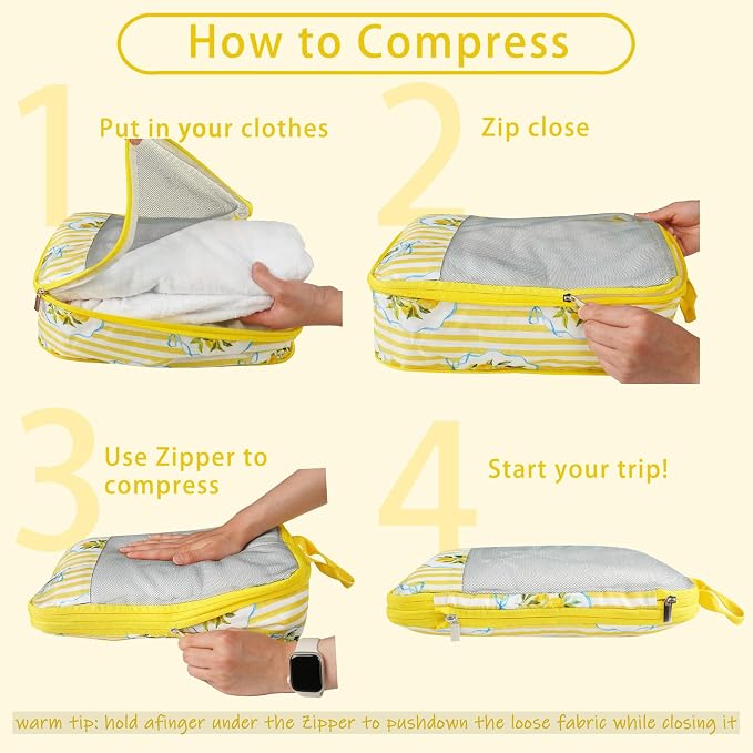 7 Pcs Compression Packing Cubes for Travel Luggage, Lightweight Suitcase Organizer Bags Set, Compression Packaging Cube for Travel Essentials, Packing Cubes for Carry on Suitcase - Image 2