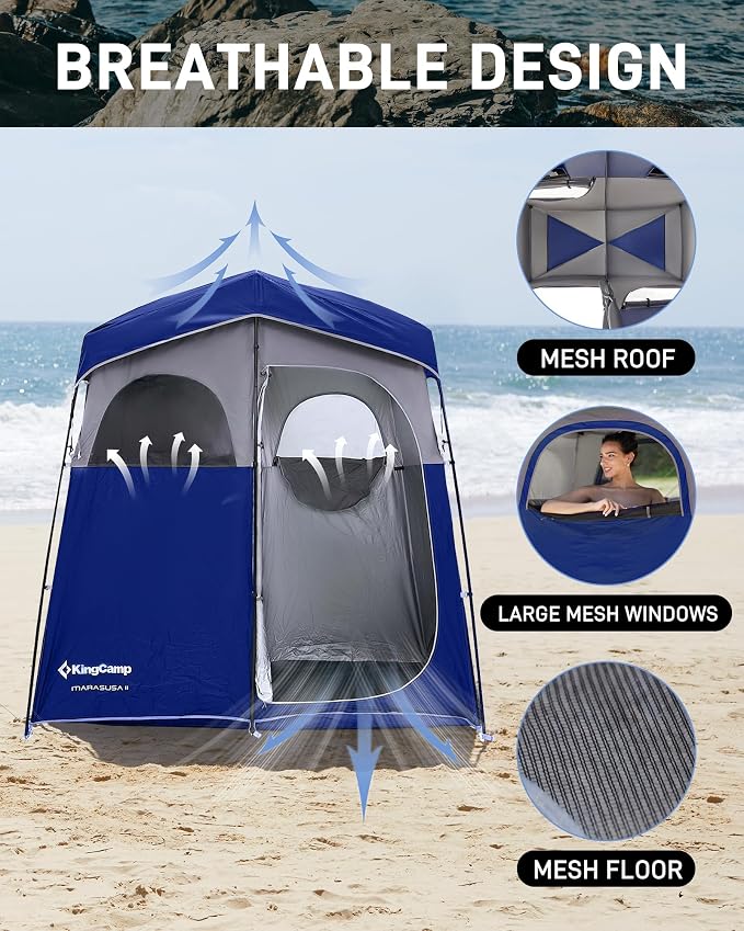 KingCamp Shower Tent, Portable Privacy Tent Outdoor Camping 1/2 Room Toilet Tents with Shower Bag & Dressing Room for Beach, Camping & Hiking - Image 5