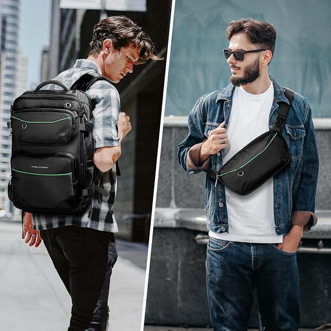 Maelstrom Travel Backpack for Men Women, 35L Carry on Backpack for Traveling on Airplane,with Belt Bag&Shoe Compartment,Waterproof Laptop Backpack fit 17”Laptop-Classic Black, Large - Image 7