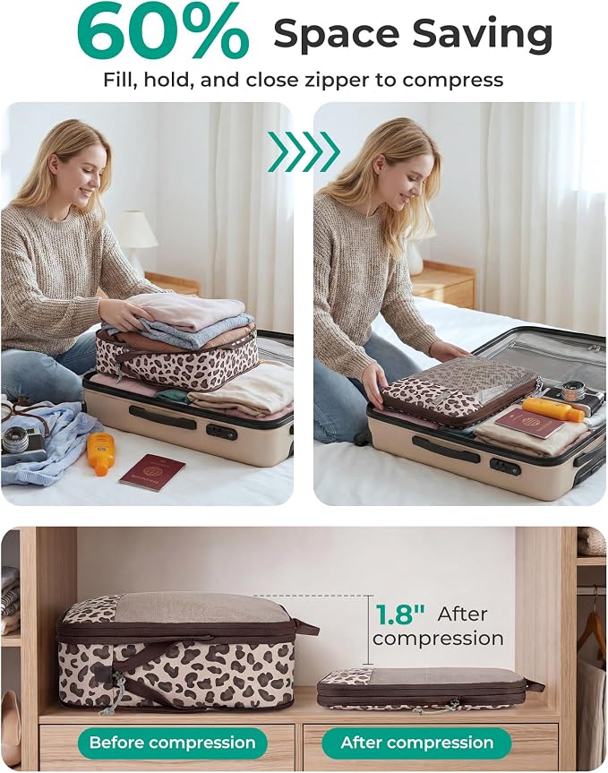 BAGSMART 6 Set /4 Set/2 Set Compression Packing Cubes for Travel, Lightweight Luggage Organizer Bags, Durable Space Saver Bags Travel Essentials - Image 3