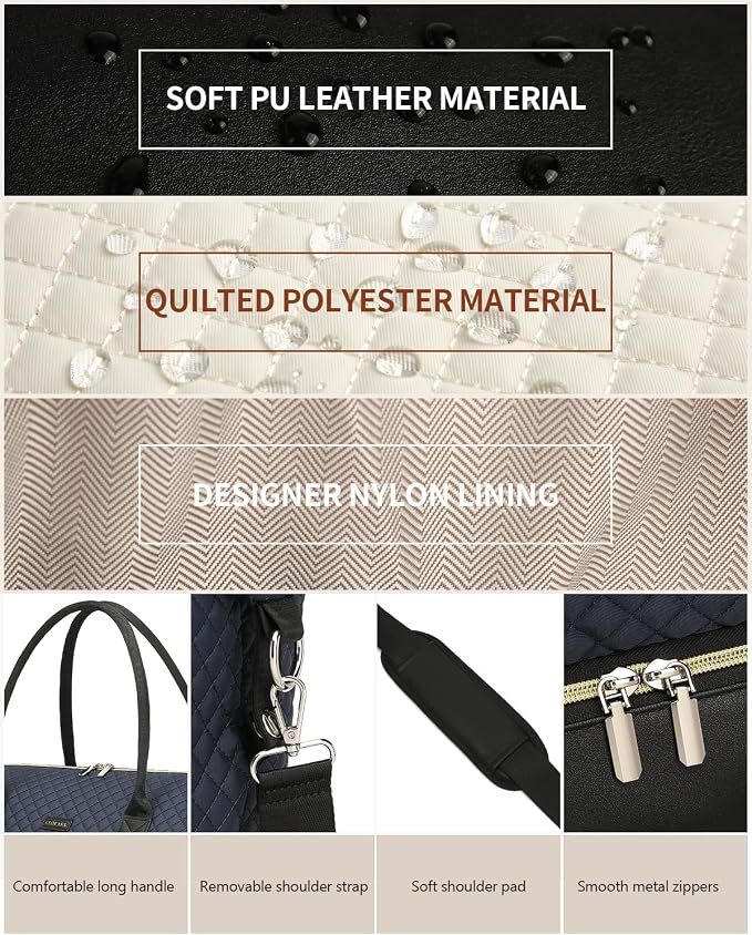 Weekender Bags for Women Travel, Under Seat Carry On Bags for Airplanes Overnight Bag with Shoe Compartment Luggage Sleeve, Foldie Travel Tote Bag Hospital Bag, Travel Gifts, Navy Black - Image 6