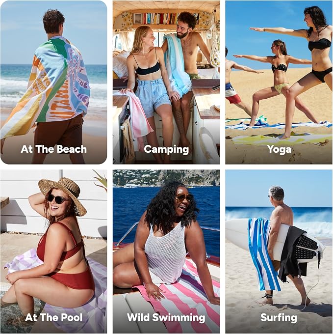 Dock & Bay Beach Towel - Quick Dry, Sand Free - Compact, Lightweight - 100% Recycled - Includes Bag - Vitamin Sea - Extra Large (200x90cm, 78x35) - Image 4
