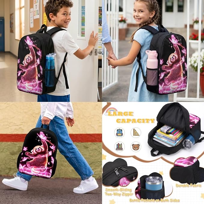 Red Panda Kids Backpack and Lunch Bag Set : 17in Elementary School Bookbag with Lunch Box - 4 in 1 Galaxy Book Bag for 1-3 Grade Girls 6-8/8-10 - Image 3