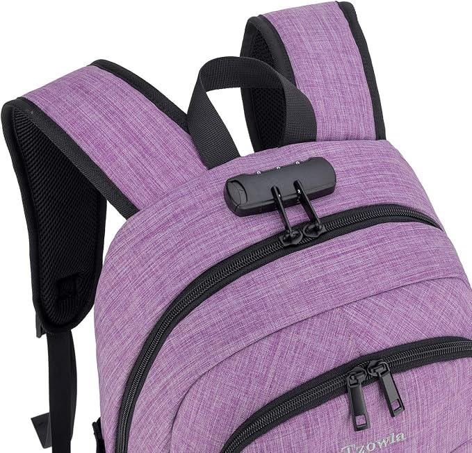 Tzowla Travel Laptop Backpack Water Resistant Anti-Theft Bag with Giant Tumbler Holder Pocket and Lock 17.3 Inch Computer Business Backpacks for Women Men Work College Gift,Casual Daypack(Purple) - Image 4