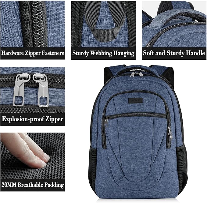 BIKROD Backpack for Woman and Men, Travel Laptop Backpack, Waterproof College Back Pack for 15.6 IN Laptop Backpack, Adult Business Computer Travel Backpack, Blue - Image 2