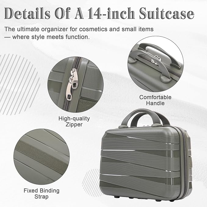 Hardshell Luggage Sets, Lightweight Stripes Suitcases with Spinner Wheels, Green-PP - Image 5