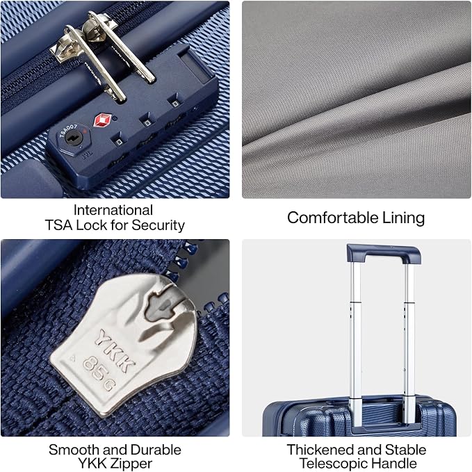 Hanke 24 Inch Luggage Suitcases With Spinner Wheels Lightweight PC Hard Shell Rolling Suitcase With Travel Locks,Checked-Medium 24-Inch(Dark Blue) - Image 7