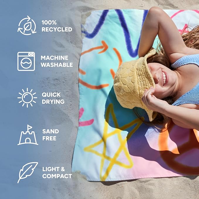 Dock & Bay Quick Drying Towel - for Sports & Gym - Compact, Lightweight - 100% Recycled - Includes Bag - Sand to Streets, Medium (130x70cm, 51x27) - Image 2