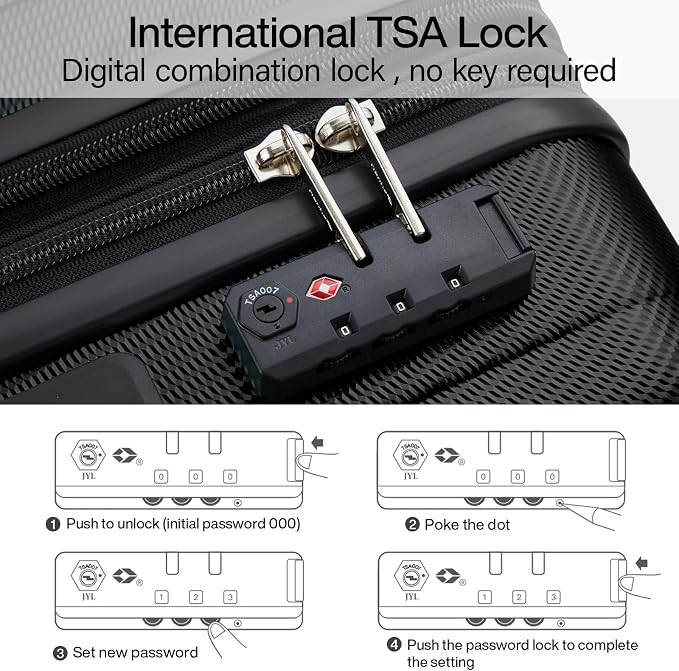 Hanke Expandable Hard Shell Luggage Sets 2 piece Carry on Luggage with Wheels Suitcases Lightweight Checked Travel Luggage Rolling Large Suitcase Travel Luggage Bag Woman Men 20/29 Inch(Jet Black) - Image 6