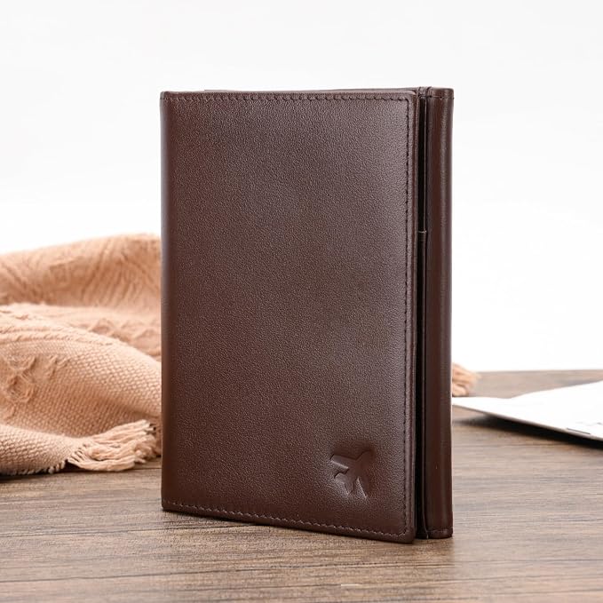 Polare Napa Leather Pilot Wallet Passport Holder RFID Blocking Tri-fold Travel Cover Document Organizer for Aviation Professionals (Coffee with AirTag Slot) - Image 8