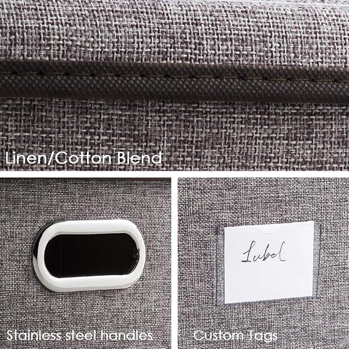 PRANDOM Extra Large Collapsible Storage Bins with Lids [5-Pack] Linen Fabric Foldable Storage Baskets Boxes Organizer Containers Cube with Cover for Bedroom Closet Office Nursery (22.8x15.75x13.8) - Image 4