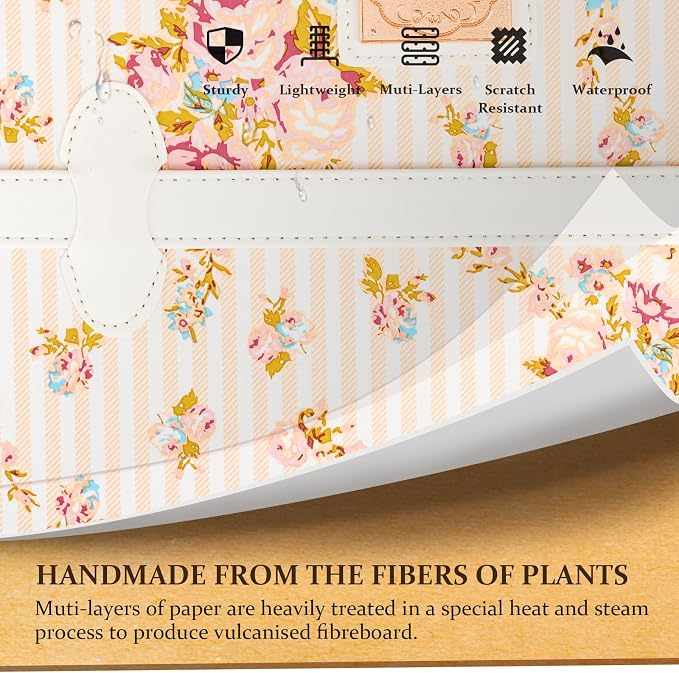 COTRUNKAGE Travel Vintage Luggage Set 2 Piece Floral Cute Check In Suitcases with Spinner Wheels for Womens, Beige Floral - Image 2