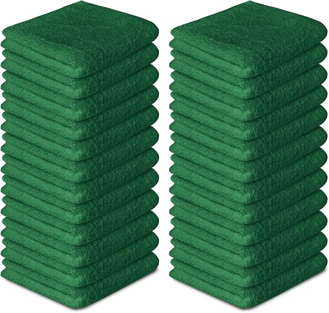 100% Cotton Washcloths 24 Pack (12x12 Inches) Soft, Highly Absorbent Washcloth, Face Towels, Wash Cloths for Face, Ring Spun, Bulk Pack (Dark Green) - Image 7