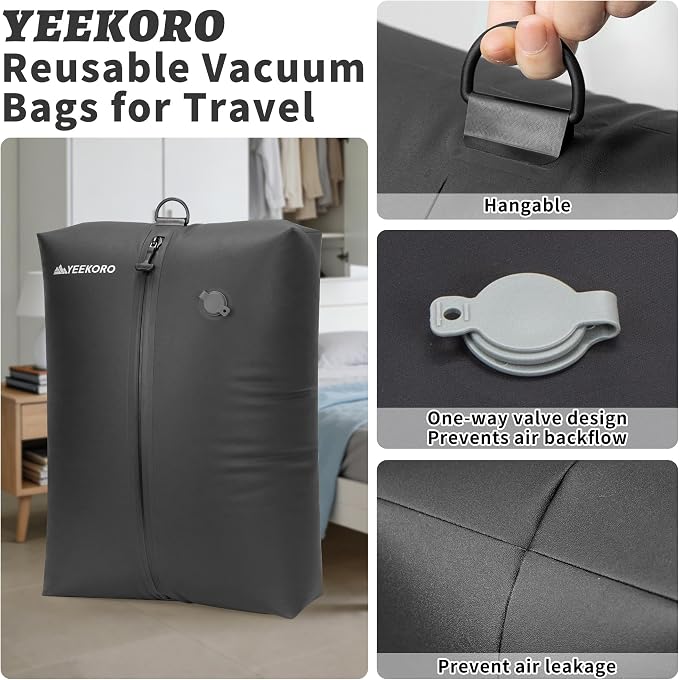 Upgraded Vacuum Bag for Travel, Professional IPX8 Waterproof Reusable Vacuum Compression Bags for Travel Suitcases, Durable Space Saver Bag - Image 8