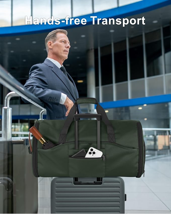 NPBAG Convertible Garment Duffle Bags for Travel - Carry on Garment Bag, Suit Bag for Men & Women, 3 in 1 Foldable Travel Duffle Backpack with Shoulder Strap (Green) - Image 7