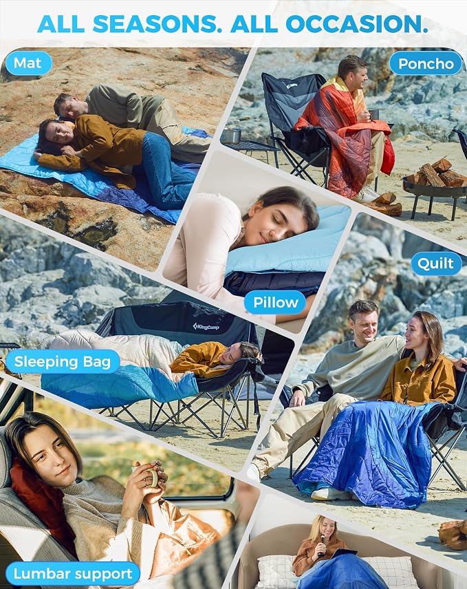 KingCamp Ultralight Camping Blanket, Packable Down Alternative Puffy Printed Wearable Blanket with Snap Buttons & Corner Loops Weatherproof Quilt for Outdoor Travel Stadium (78.7" x 57.1", Forest) - Image 8