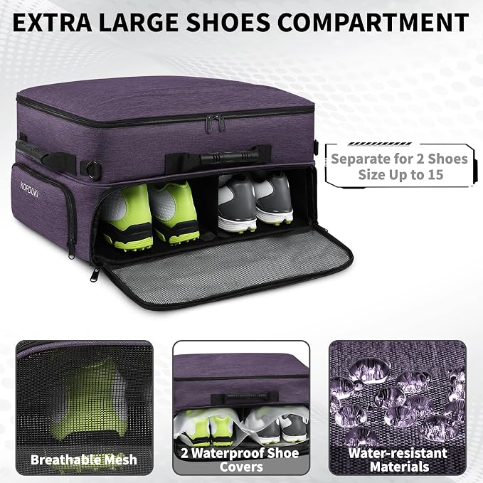 Extra Large Golf Trunk Organizer, Golf Gifts for Men Golfers, 20"x 14"x 10" 2 Layer Golf Trunk Organizer for Car, Water-resistant with Ventilated Compartment for 2 Pair Shoes and More Golf Accessories - Image 4