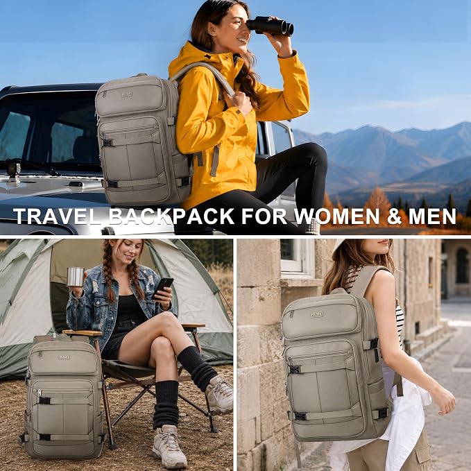 PIJUSHI Casual Travel Backpack for Women with 16" Padded Laptop Compartment | Carry On Luggage with USB Charging Port, 1680D Water-Resistant Nylon, Airline Approved, For Daily, Hiking - Image 2