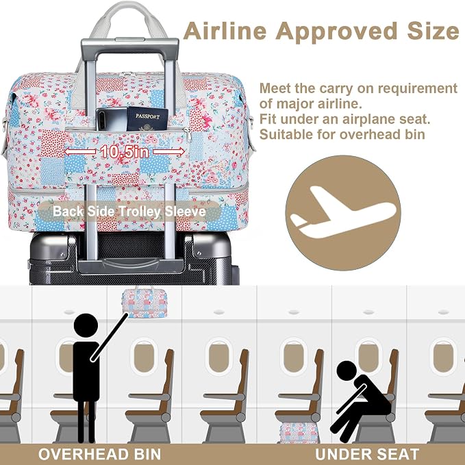 IBFUN Weekender Bags for Women, Travel Duffle Bag with Shoe Compartment Carry on Weekender Overnight Duffel for Weekend Travel Business Trip 3PCS - Image 4
