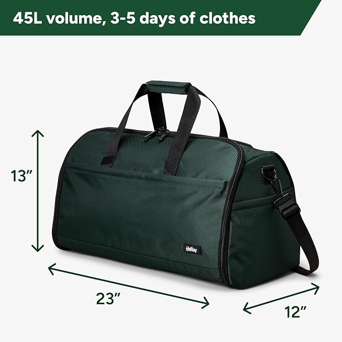 Halfday Convertible 2-in-1 Premium Garment Duffel Weekender Bag 45L: Wrinkle-Free Travel (Hanging Suit Compartment, Shoe Pockets, Trolley Sleeve), Balistic Nylon Carry-on, Palm - Image 6