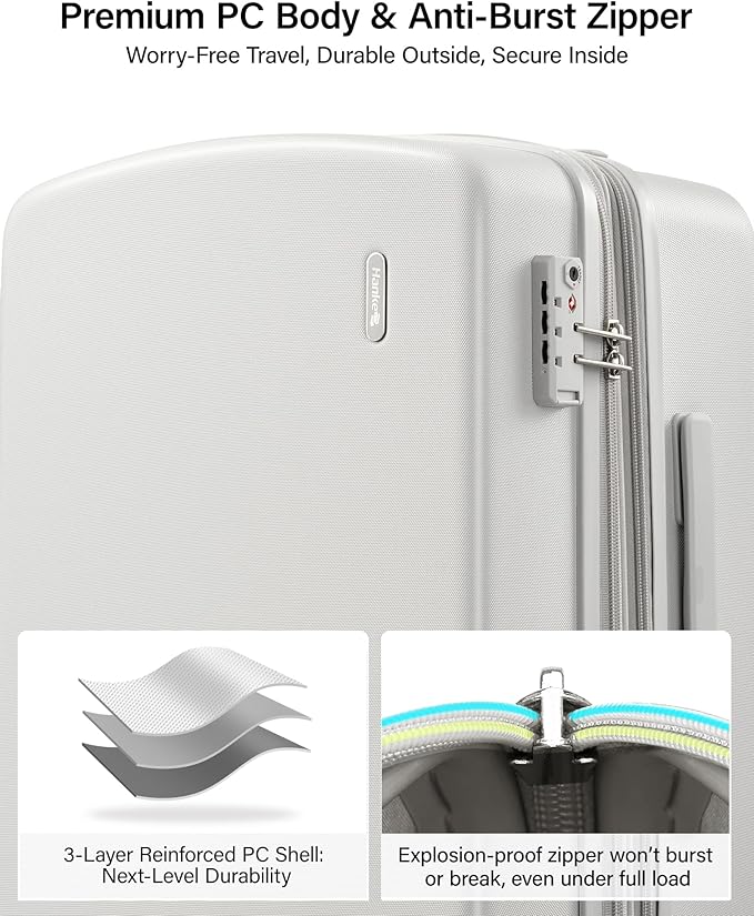 Hanke 20 Inch Expandable Carry On Luggage, 22x14x9 Airline Approved, TSA Lock Hard Shell Lightweight Suitcase for Men Women (Smoke White) - Image 5