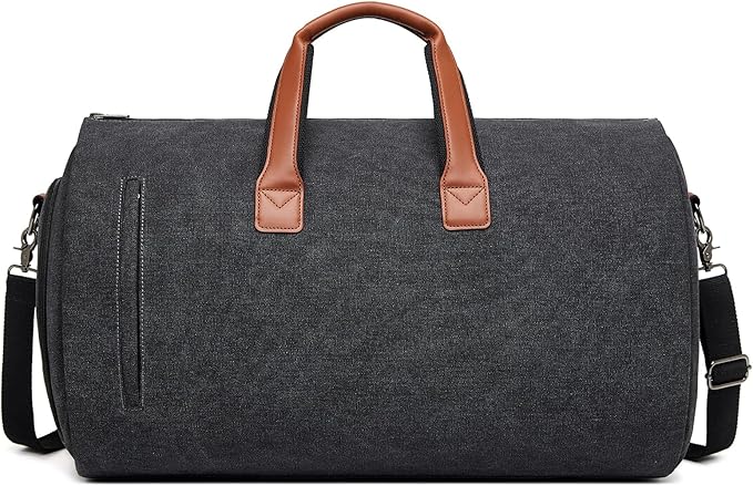 Convertible Garment Duffel Bag, Carry on Garment Bag for Travel Canvas Mens Suit Bag 2 in 1 Foldable Garment Bag with Shoulder Strap Weekender Bag with Shoe Pouch by SSWEISIKER