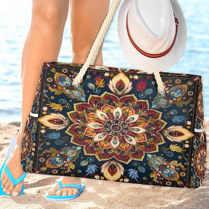 Large Beach Bag with Zipper Beach Bags for Women Water Resistant Swim Pool Bag - Image 2
