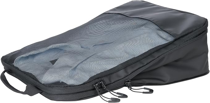 Travel Compression Bag Set - TROIKA Black Packing Cubes - 3 Pack Bags with Additional Compression Zip for Space-Saving Packing of Clothes in Suitcase & Backpack, black, 39,5 x 27,5 x 3,7 cm - Image 3