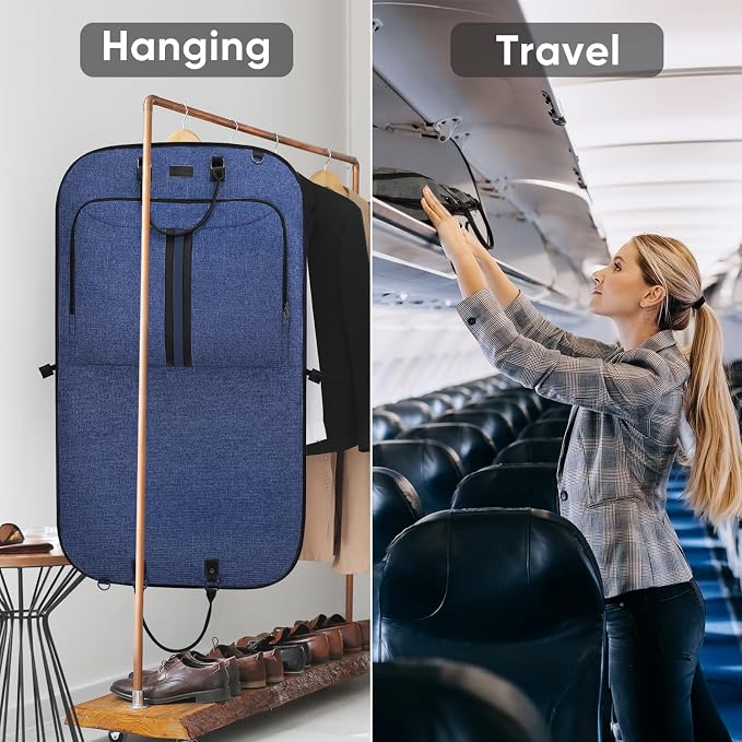 BALEINE Travel Garment Bag, Travel Suit Bag for Men, Water Resistant Carry on Garment Bag for Hanging Clothes, Garment Duffel Bag for Travel Business (Blue, 42") - Image 7
