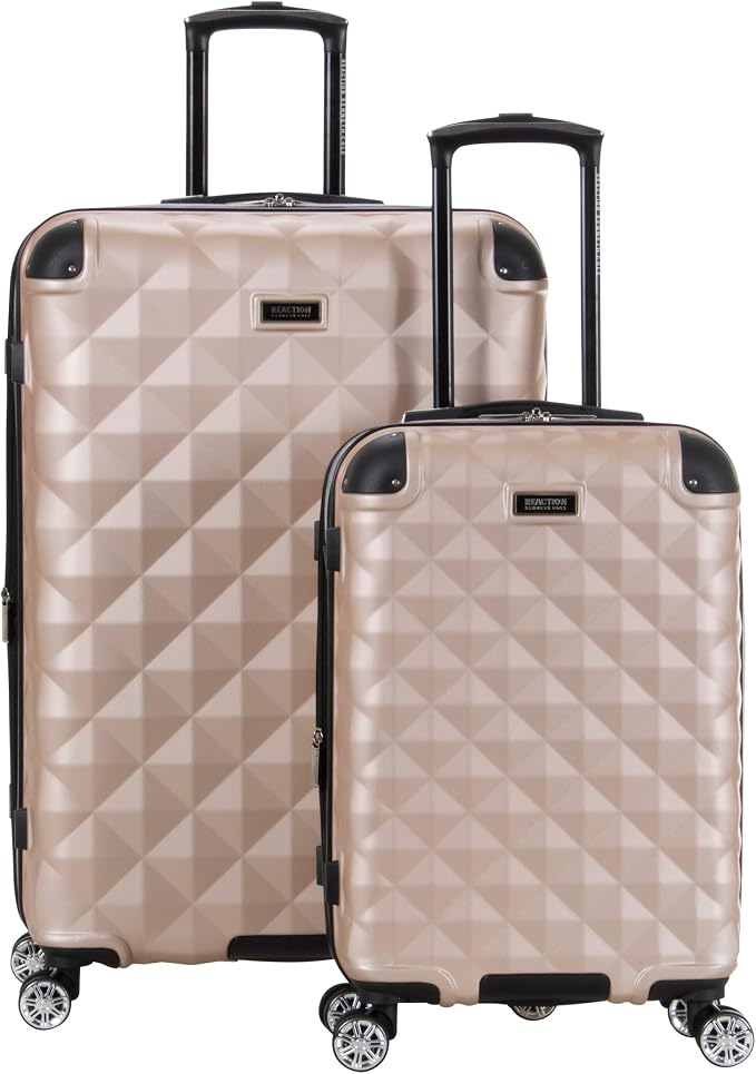 Kenneth Cole REACTION Diamond Tower Collection Lightweight Hardside Expandable 8-Wheel Spinner Travel Luggage, Rose Champagne, 2-Piece Set (20" & 28") by KennethCole