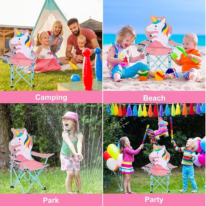 KABOER Kids Outdoor Folding Camping Chair with Cup Holder Carrying Bag | Portable Camping Chair for Beach Picnic Camping Travel Lawn Ages 3-10 - Image 7