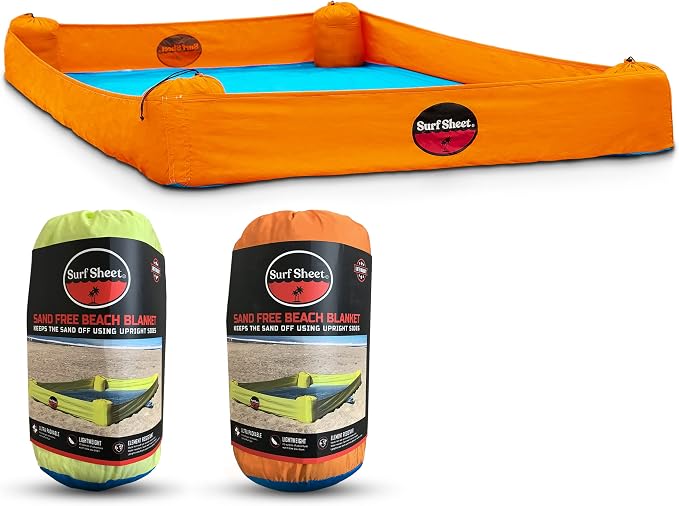 Sandproof Beach Blanket - Oversize Large Outdoor Picnic Blanket for Beaches & Camping - Portable Family Beach Blanket Waterproof Sandproof for Parks, Travel, Vacation Essentials(Orange) by Surf+Sheet