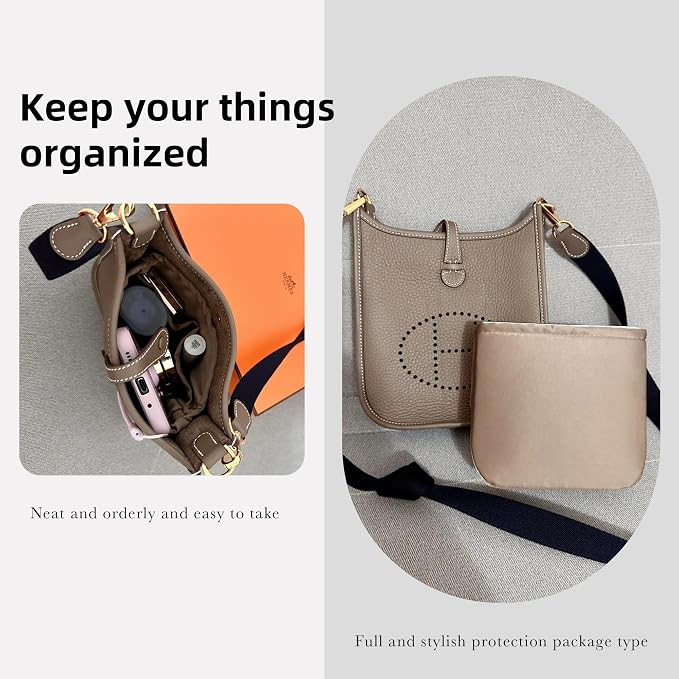 DGAZ Silk Purse Organizer Insert for Evelyne Bag(Chai,TPM) | Soft and Lightweight,Perfect Fit,Multi-pocket Storage,Bag Protector,Luxury Bag Care,Handmade,for Smooth Bag Organizer - Image 8
