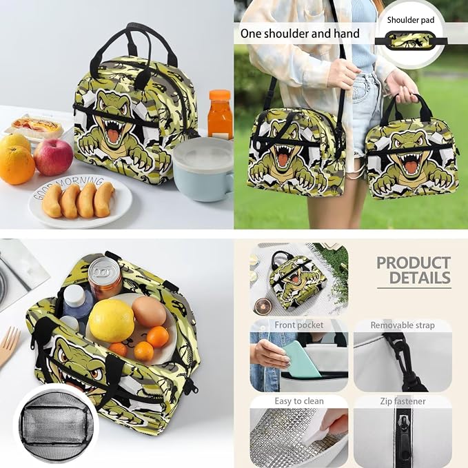 Dinosaur Backpack Set for Boys, Kids Casual School Bags Daypack Book Bag Set with Insulated Lunch Bag Pencil Pouch Water Bottle Bag 4 Pcs Set - Image 4