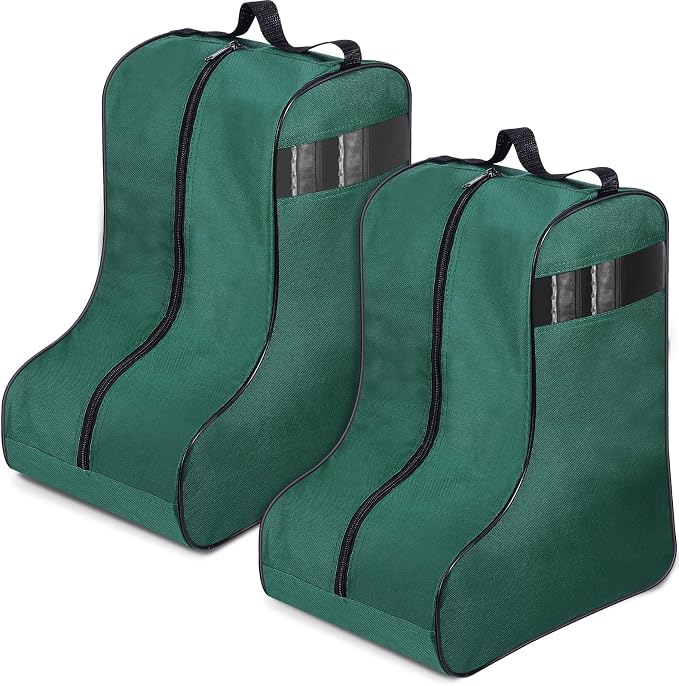 2 Pcs Boot Bags for Cowboy Boots Portable Storage Bag for Travel Long Tube Shoes Bags Men Tall Shoe with Handle for Home Travel (Dark Green) by Clysee