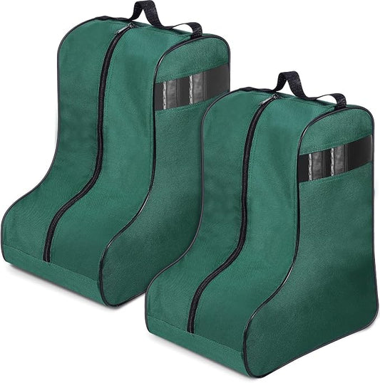 2 Pcs Boot Bags for Cowboy Boots Portable Storage Bag for Travel Long Tube Shoes Bags Men Tall Shoe with Handle for Home Travel (Dark Green) by Clysee