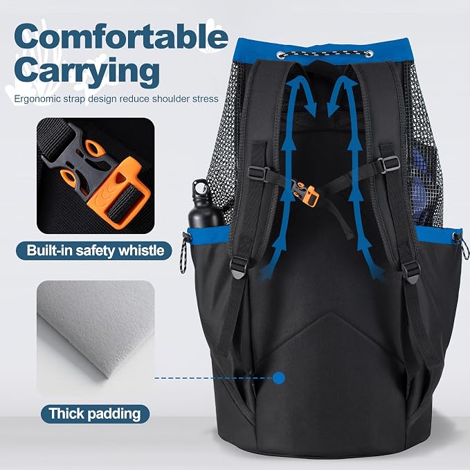 GoHimal XL Mesh Dive Bag for Scuba Diving & Snorkeling Gear | For Snorkel, Fits Long Fins, Mask Holder, Lightweight, Quick Dry - Image 6