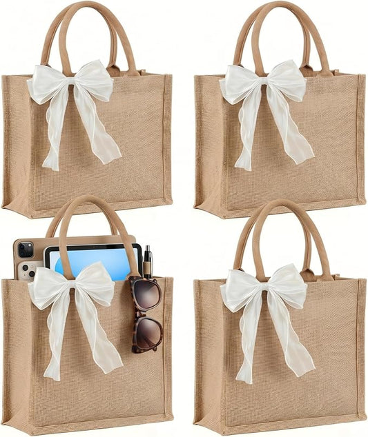 Large Burlap Tote Bags Set with Handles,Jute Tote Waterproof Reusable Bridesmaid by Unknown