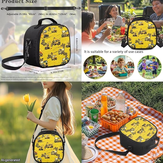 Teen Boy Backpack Truck Yellow Bookbag and Lunch Box Set for Boys Cool Backpack for Middle School Boy Back to School Gift Supplies 17 inch Bookbag Set of 4 - Image 5